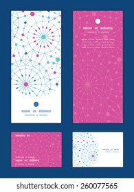 Vector blue abstract line art circles vertical frame pattern invitation greeting, RSVP and thank you cards set