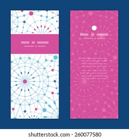 Vector blue abstract line art circles vertical frame pattern invitation greeting cards set
