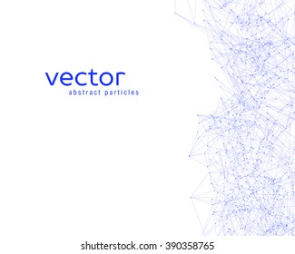 Vector blue abstract particles on white background