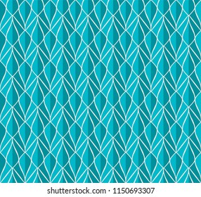 Vector Blue Abstract Seamless Pattern. Art Deco Style Background. Geometric texture.