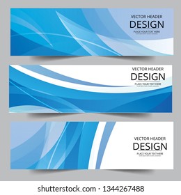 Vector blue abstract swoosh background. Abstract corporate business banner web template, horizontal advertising business banner layout template flat design set.