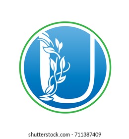 Vector Blue Agriculture Letter U Logo