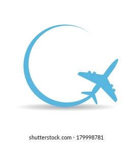 vector blue airplane icon on white background. vector airplane silhouette