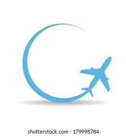 vector blue airplane icon on white background. vector airplane silhouette