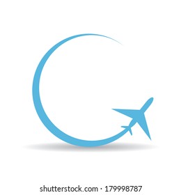 vector blue airplane icon on white background. vector airplane silhouette