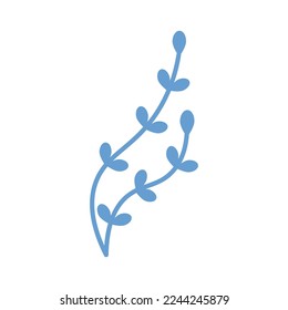 Vector blue algae in flat design. Cute water plant with leaves. Sea grass.