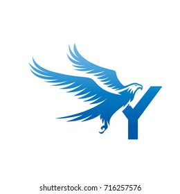 Vector Blue American Eagle Letter Y Logo