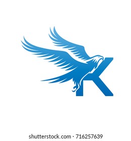 Vector Blue American Eagle Letter K Logo
