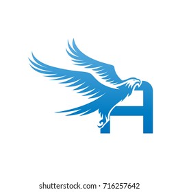 Vector Blue American Eagle Letter A Logo
