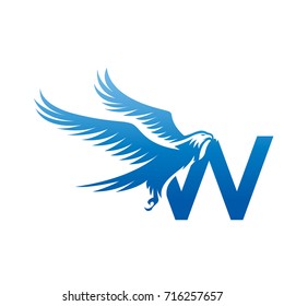 Vector Blue American Eagle Letter W Logo