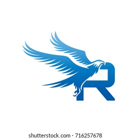 Vector Blue American Eagle Letter R Logo