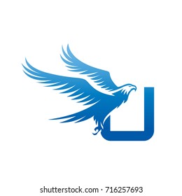 Vector Blue American Eagle Letter U Logo