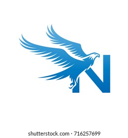 Vector Blue American Eagle Letter N Logo