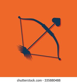 Vector blue amour arrow icon on orange background 