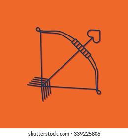 Vector blue amour arrow icon on orange background 