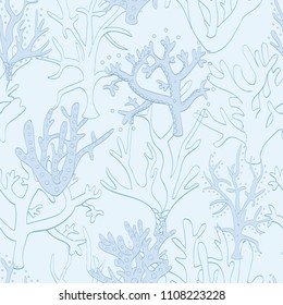 Vector blue Animals of The Ocean seamless pattern background. Perfect for fabric, scrapbooking and wallpaper projects.