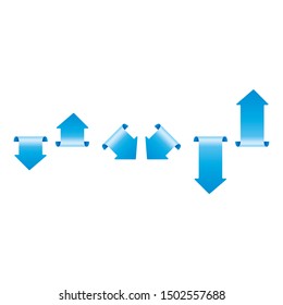vector blue arrow set. arrow signs on white background. ribbons arrow signs