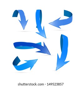 Vector Blue Arrows Set Isolated on White Background 