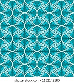 Vector Blue Art Deco Style Seamless Pattern. Abstract Ornament Background