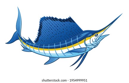 vector of blue atlantic sailfish