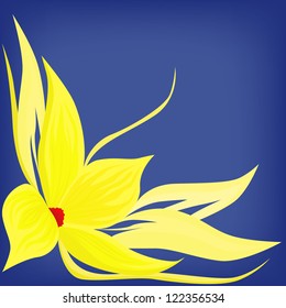 vector blue backdrop with yellow flower