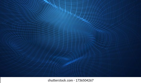 fondo azul vectorial de malla poligonal 3d, curvas, ondas y flujos