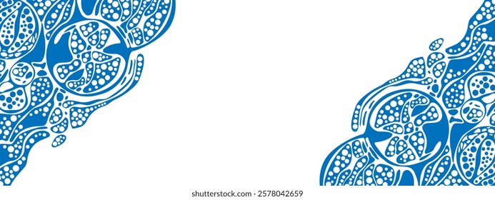 Vector blue background abstract texture chaotic wave, particles, circles. Imitation cellular structure, information network, style of neurography. Banners technology, business, medicine, presentation