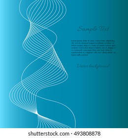 Vector blue background with abstract white wave and example text