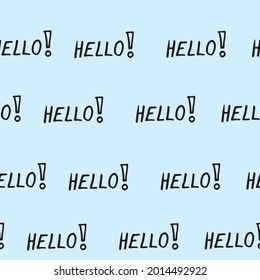 Vector blue background back to school hello. Seamless pattern background