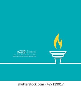 Vector Blue background with bright torch and flame.