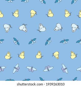 Vector blue background butterfly seamless pattern. butterflies. Seamless pattern background