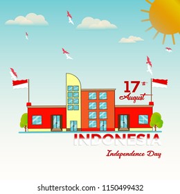 Vector blue background color design, Illustration of Indonesia Icons and landmarks.