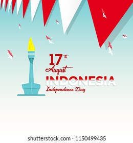 Vector blue background color design, Illustration of Indonesia Icons and landmarks.
