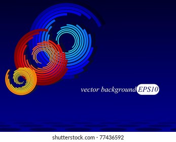 Vector blue background with colored elements