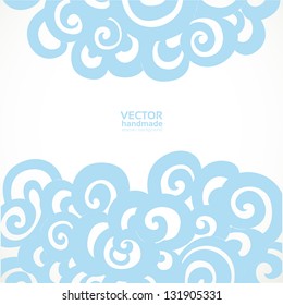 Vector blue background with decorative flourishes with field for text