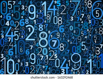 Vector blue background  from different numbers typography