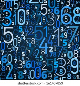 Vector blue background from different blue and white numbers typography