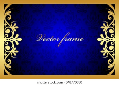 Vector blue background with floral decoration