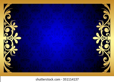 Vector blue background with floral decoration