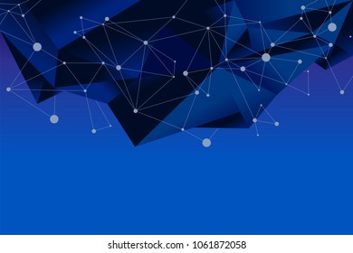 Vector blue background futuristic polygon and line connect dot with text space
