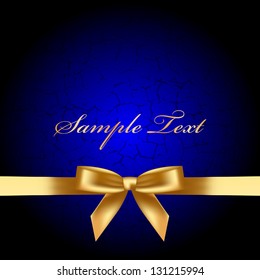 Vector blue background with gold bow