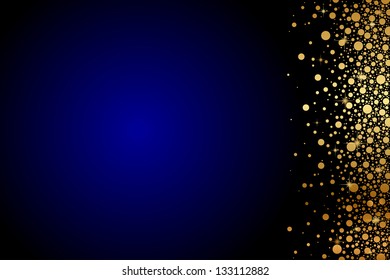 Vector Blue Background With Gold Confetti