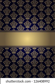 Vector blue background with gold ornament