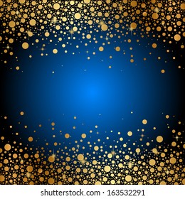 Vector blue background with gold sparkles