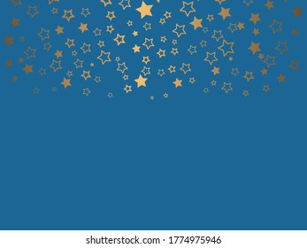 Vektorblauer Hintergrund mit goldenen Sternen. Feiertagen Hintergrund