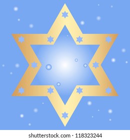 Vector blue background with golden star of David