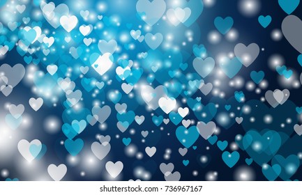 vector blue background with hearts