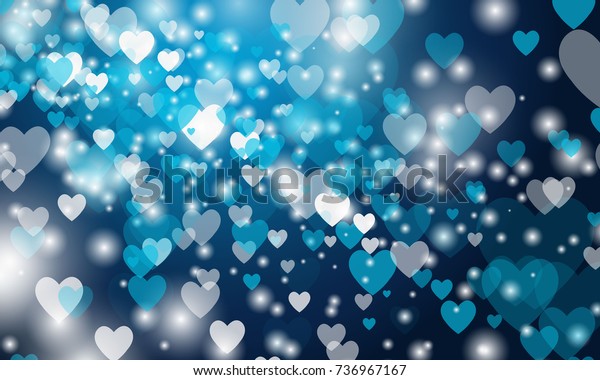 Vector Blue Background Hearts Stock Vector (Royalty Free) 736967167