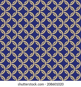 Vector Blue Background With Intertwined Rings. Seamless Hauberk