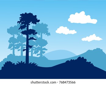 Vector Blue background Nature - for card, background, banner, website, animation, wallpapers